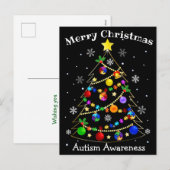 Kleurrijke kerstboom voor autisme feestdagenkaart (Voorkant / Achterkant)