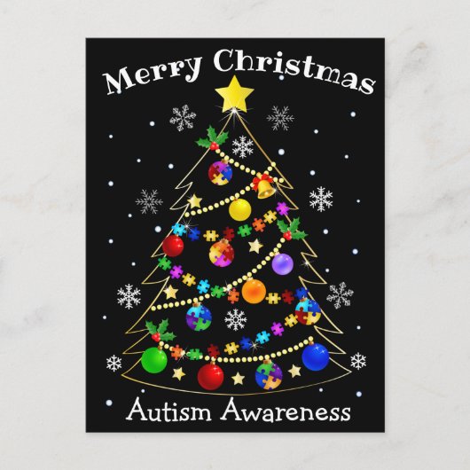 Kleurrijke kerstboom voor autisme feestdagenkaart (Voorkant)