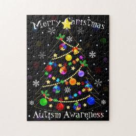Kleurrijke kerstboom voor autisme legpuzzel