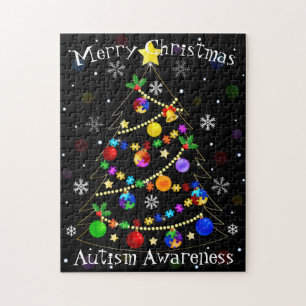 Kleurrijke kerstboom voor autisme legpuzzel