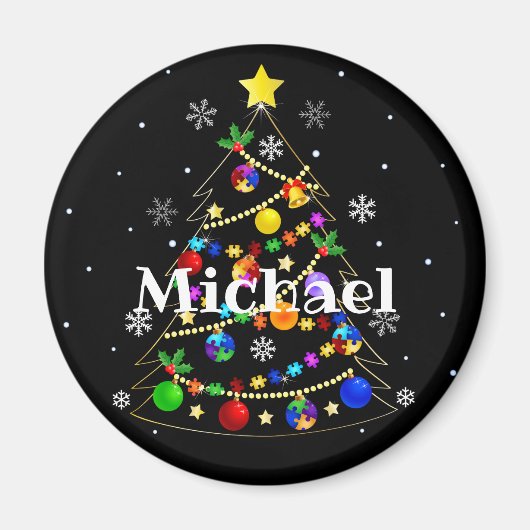 Kleurrijke kerstboom voor autisme magneet (Voorkant)