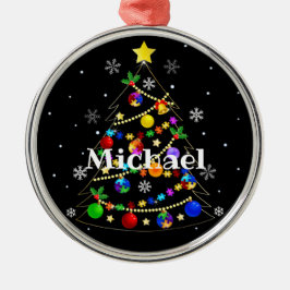 Kleurrijke kerstboom voor autisme metalen ornament