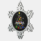 Kleurrijke kerstboom voor autisme tin sneeuwvlok ornament (Rechts)
