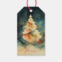 Kleurrijke kerstboom voor Waterverf Cadeaulabel