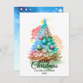 Kleurrijke kerstboom voor Waterverf Feestdagenkaart (Voorkant / Achterkant)