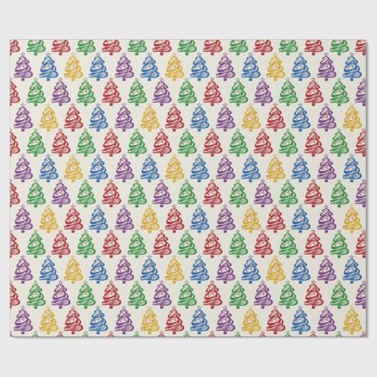 Kleurrijke Kerstboom Xmas Cadeaupapier (Vlak)