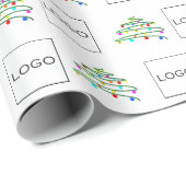 Kleurrijke Kerstboom & Zakelijk bedrijfslogo Cadeaupapier (Rol Hoek)