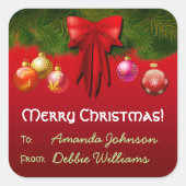 Kleurrijke kerstboomkleuren vierkante sticker (Voorkant)