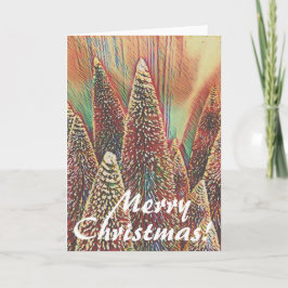 Kleurrijke kerstboomscène feestdagen kaart