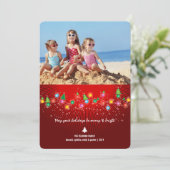 Kleurrijke kerstboomverlichting Foto Feestdagenkaart (Staand voorkant)