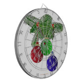 Kleurrijke kerstboomversieringen dartbord (Voorkant Links)