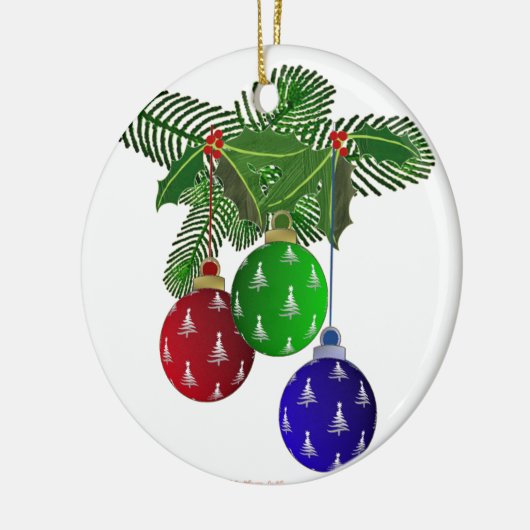 Kleurrijke kerstboomversieringen keramisch ornament (Links)