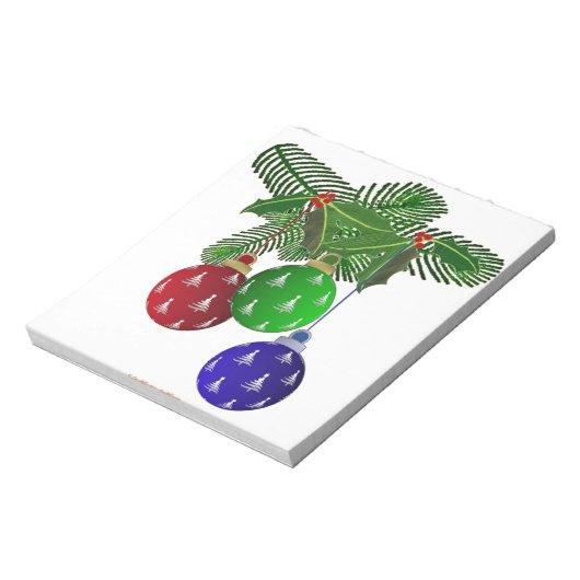 Kleurrijke kerstboomversieringen notitieblok (Linkerzijde)
