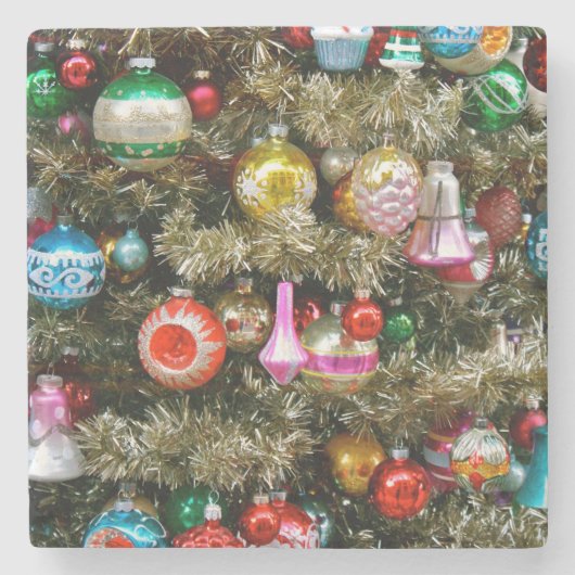 Kleurrijke kerstboomversieringen stenen onderzetter (Voorkant)