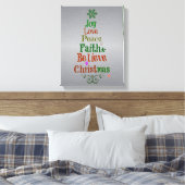 Kleurrijke kerstboomwoorden canvas afdruk (Insitu (Slaapkamer))