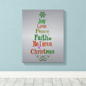 Kleurrijke kerstboomwoorden canvas afdruk (Insitu (Houten vloer))