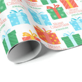 Kleurrijke Kerstcadeau Doos Aangepaste Naam Feestd Cadeaupapier (Rol Hoek)