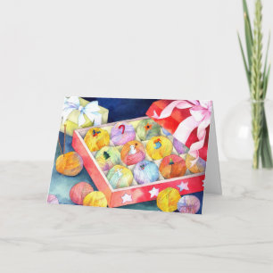 Kleurrijke kerstcadeaudoos met kerstcadeau feestdagen kaart