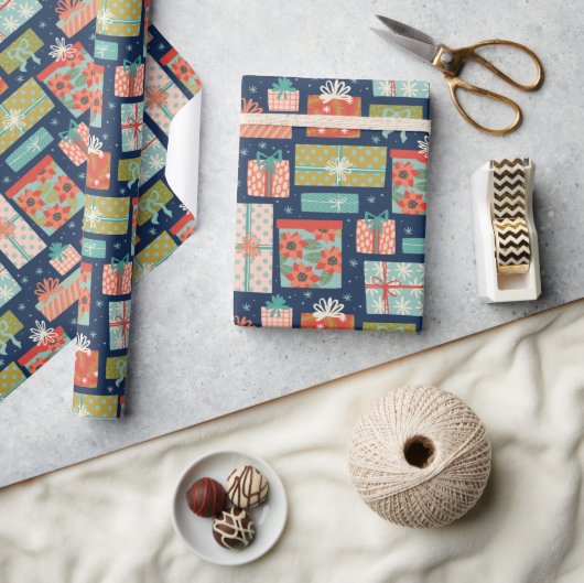 Kleurrijke kerstcadeaudoos voor Retro Cadeaupapier (Crafts)