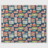 Kleurrijke kerstcadeaudoos voor Retro Cadeaupapier (Vlak)