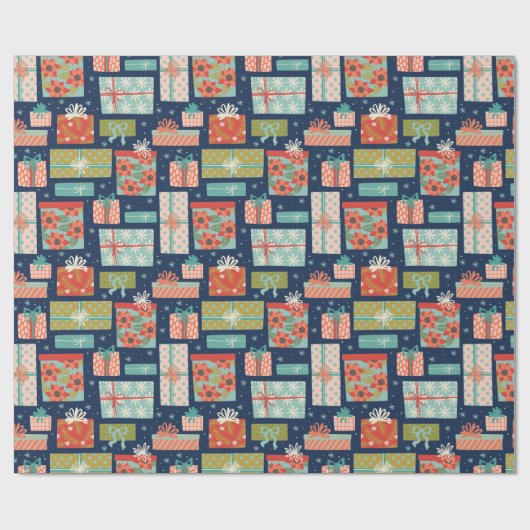 Kleurrijke kerstcadeaudoos voor Retro Cadeaupapier (Vlak)