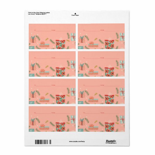 Kleurrijke kerstcadeaudoos voor Retro Etiket (Full Sheet)