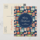 Kleurrijke kerstcadeaudoos voor Retro Feestdagenkaart (Voorkant / Achterkant)