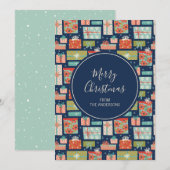 Kleurrijke kerstcadeaudoos voor Retro Feestdagenkaart (Voorkant / Achterkant)