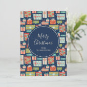 Kleurrijke kerstcadeaudoos voor Retro Feestdagenkaart (Staand voorkant)