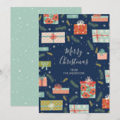 Kleurrijke kerstcadeaudoos voor Retro Feestdagenkaart (Voorkant / Achterkant)