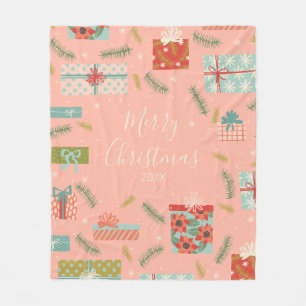 Kleurrijke kerstcadeaudoos voor Retro Fleece Deken