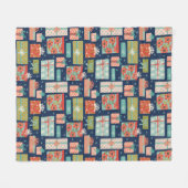 Kleurrijke kerstcadeaudoos voor Retro Fleece Deken (Voorkant (Horizontaal))