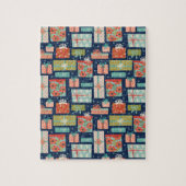 Kleurrijke kerstcadeaudoos voor Retro Legpuzzel (Verticaal)