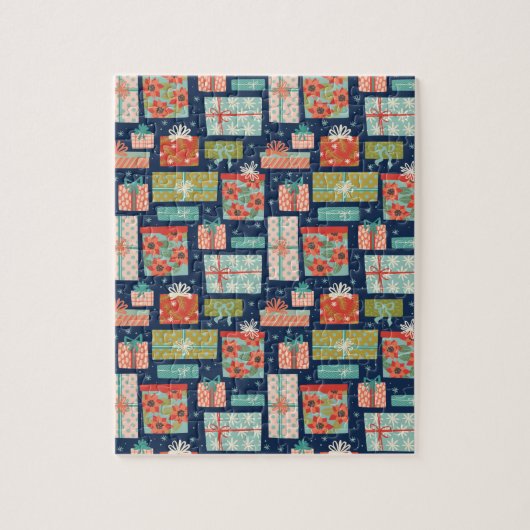 Kleurrijke kerstcadeaudoos voor Retro Legpuzzel (Verticaal)