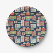 Kleurrijke kerstcadeaudoos voor Retro Papieren Bordje (Voorkant)