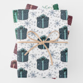 Kleurrijke kerstcadeaudozen inpakpapier vel (In situ)