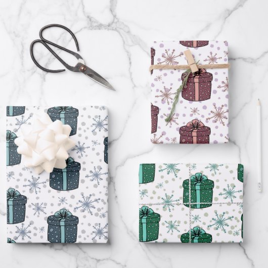 Kleurrijke kerstcadeaudozen inpakpapier vel (Voorkant)