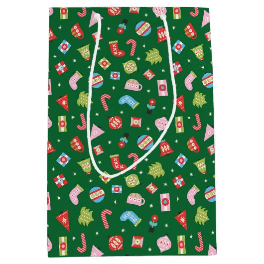 Kleurrijke kerstcadeaus - op Green Wrapping Medium Cadeauzakje (Voorkant)