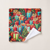 Kleurrijke kerstcadeaus, vakantiestamboom patroon bad handdoek (Wasdoekje)