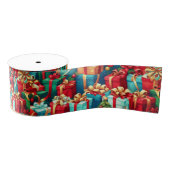 Kleurrijke kerstcadeaus, vakantiestamboom patroon grosgrain lint (Spoel)