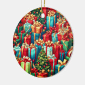 Kleurrijke kerstcadeaus, vakantiestamboom patroon keramisch ornament (Links)