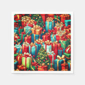 Kleurrijke kerstcadeaus, vakantiestamboom patroon servet (Voorkant)