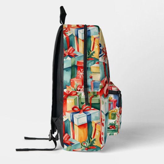 Kleurrijke kerstcadeaus Waterverf Patroon Bedrukte Rugzak (Links)