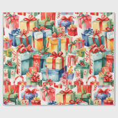 Kleurrijke kerstcadeaus Waterverf Patroon Cadeaupapier (Vlak)