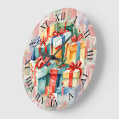 Kleurrijke kerstcadeaus Waterverf Patroon Grote Klok (Hoek)
