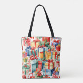 Kleurrijke kerstcadeaus Waterverf Patroon Tote Bag (Achterkant)