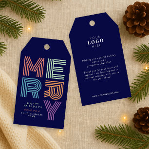 Kleurrijke Kerstcadeautag Zakelijk Logo Cadeaulabel