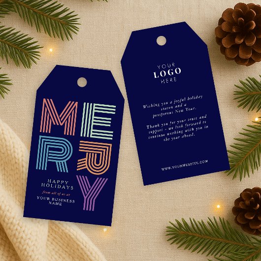 Kleurrijke Kerstcadeautag Zakelijk Logo Cadeaulabel