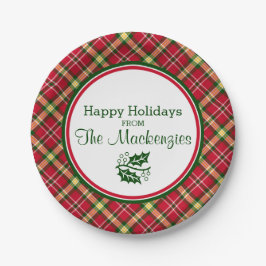 Kleurrijke kerstcadeautjes op maat papieren bordje