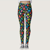 Kleurrijke kerstcadeautjes op zwart leggings (Voorkant)